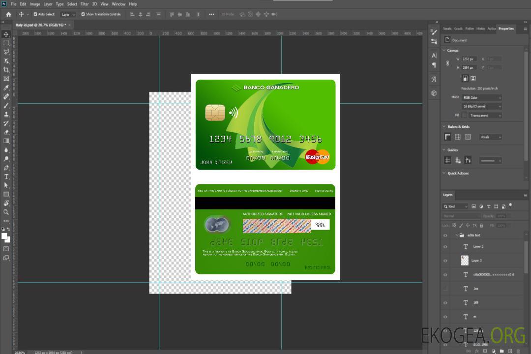 Mastercard de la banque Bolovia Ganadero template